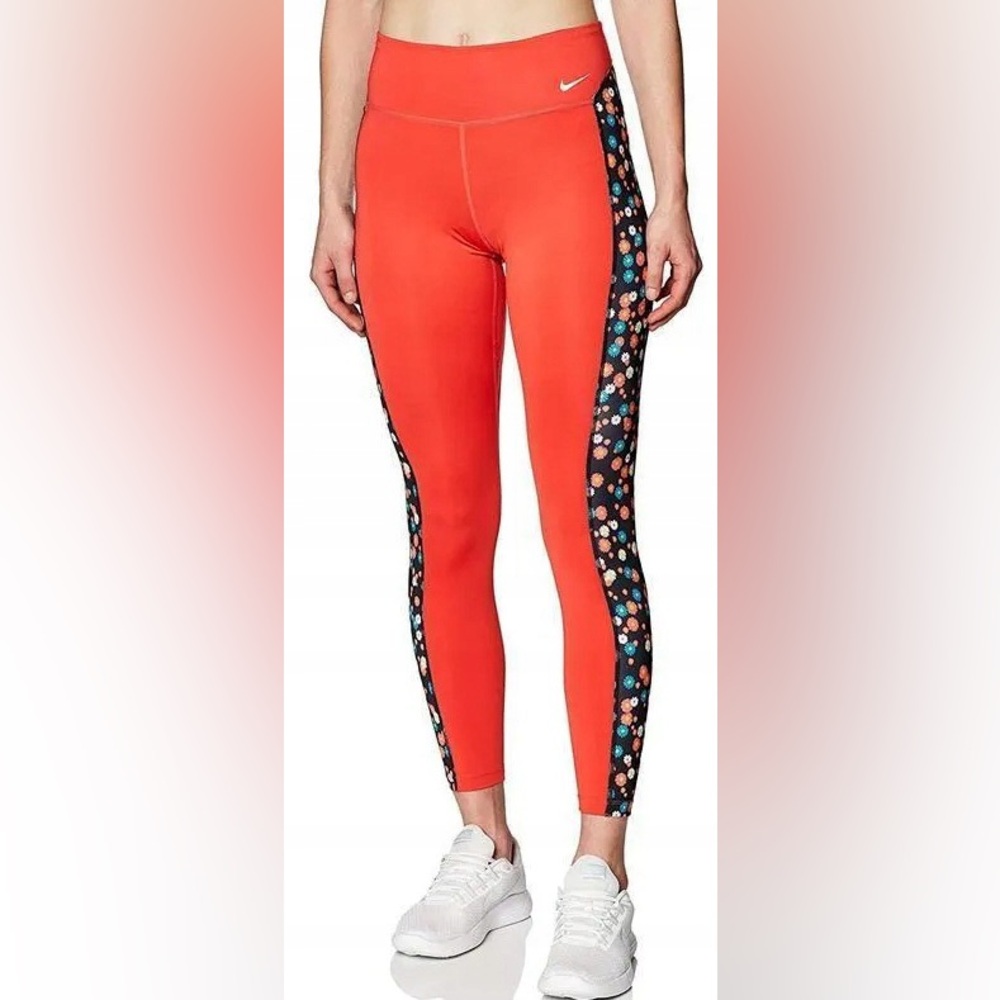 Nike Floral Panel Dri-Fit Cropped Leggings M High Rise pilates athleisure gym